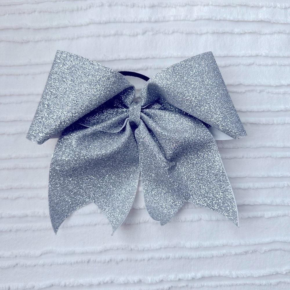 Silver Sparkle Cheerleading Bow